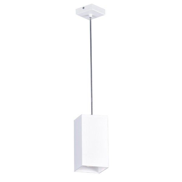 prostokątna lampa wisząca, biała tuba