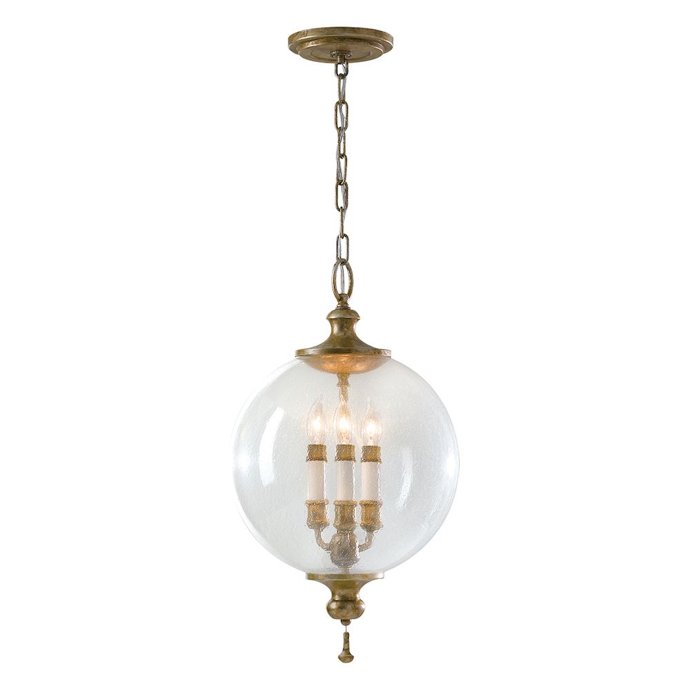 Klasyczna lampa wisząca Argento - szklana kula, złote detale