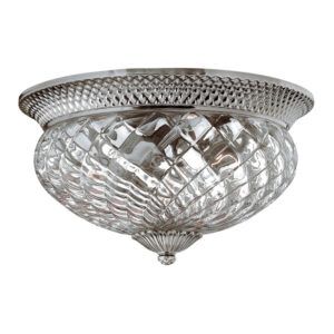 Lampa sufitowa Plantation - szklany, dekoracyjny klosz, srebrna oprawa
