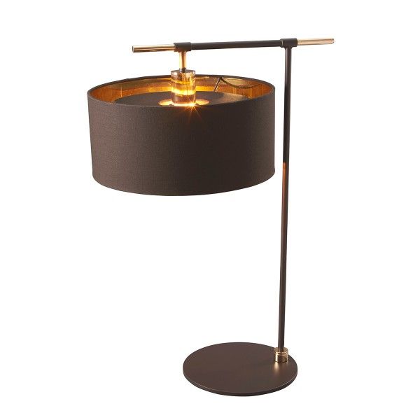 Ciemnobrązowa lampa stołowa Modern - nowoczesny desing, połyskujące wnętrze abażuru