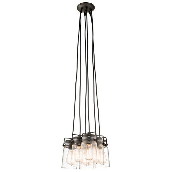 Lampa wisząca Brinley - szklane klosze, styl industrialny