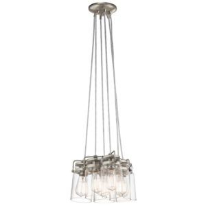 Oryginalna lampa wisząca Brinley - szklane klosze, srebrna, industrialna