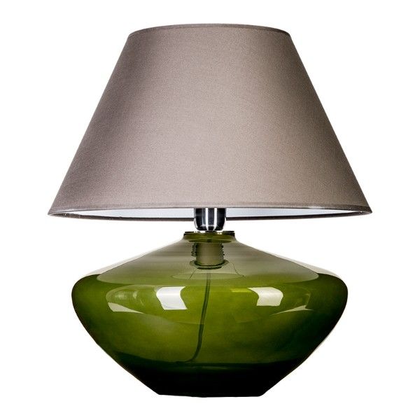 Oryginalna lampa stołowa Madrid Green - szeroka podstawa ze szkła, stożkowy abażur