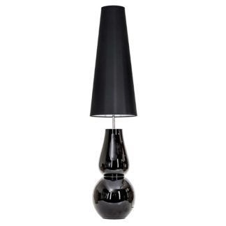 Oryginalna lampa stołowa Milano Black - wysoki abażur, szklana podstawa