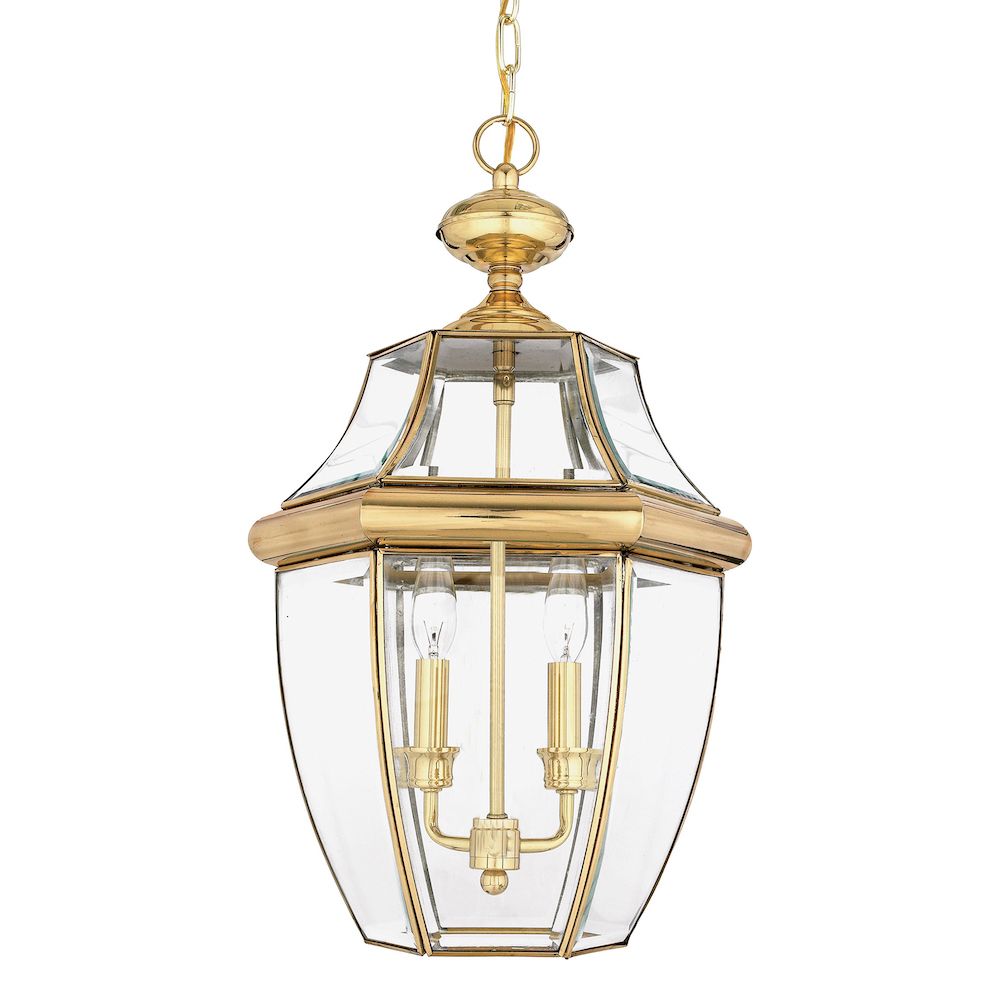 Lampa wisząca z oprawą w kolorze złotym i transparentnym kloszem