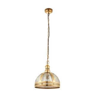 Klasyczna lampa wisząca Vienna - szklany klosz, złota oprawa