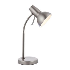 Srebrna lampa biurkowa Amalfi - giętkie ramię, port USB