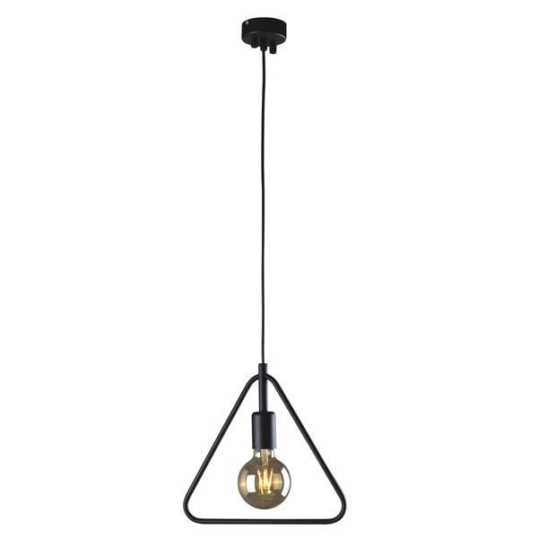 Minimalistyczna lampa wisząca Tobik - czarny, trójkątny klosz, metalowy