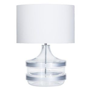 Designerska lampa stołowa Beden Baden - szklana, biały abażur