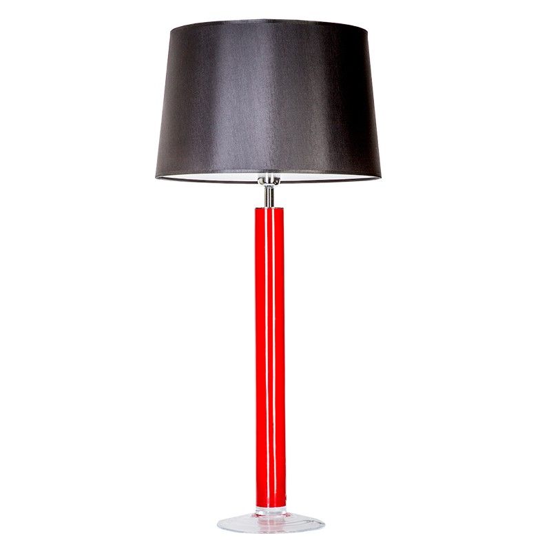 Smukła lampa stołowa Fjord - czerwona z czarnym abażurem