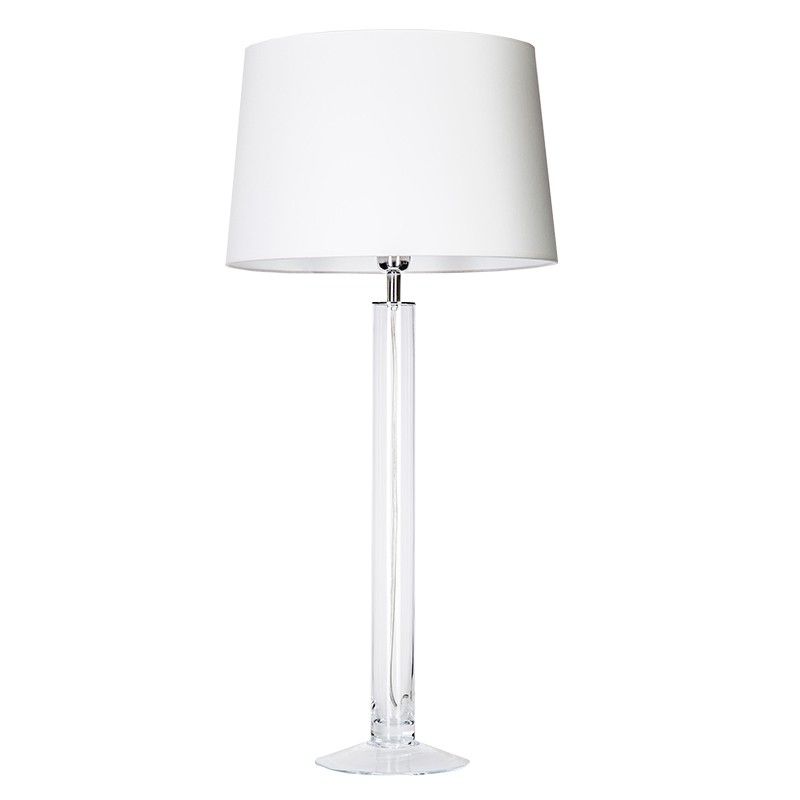 biała szklana lampa stołowa