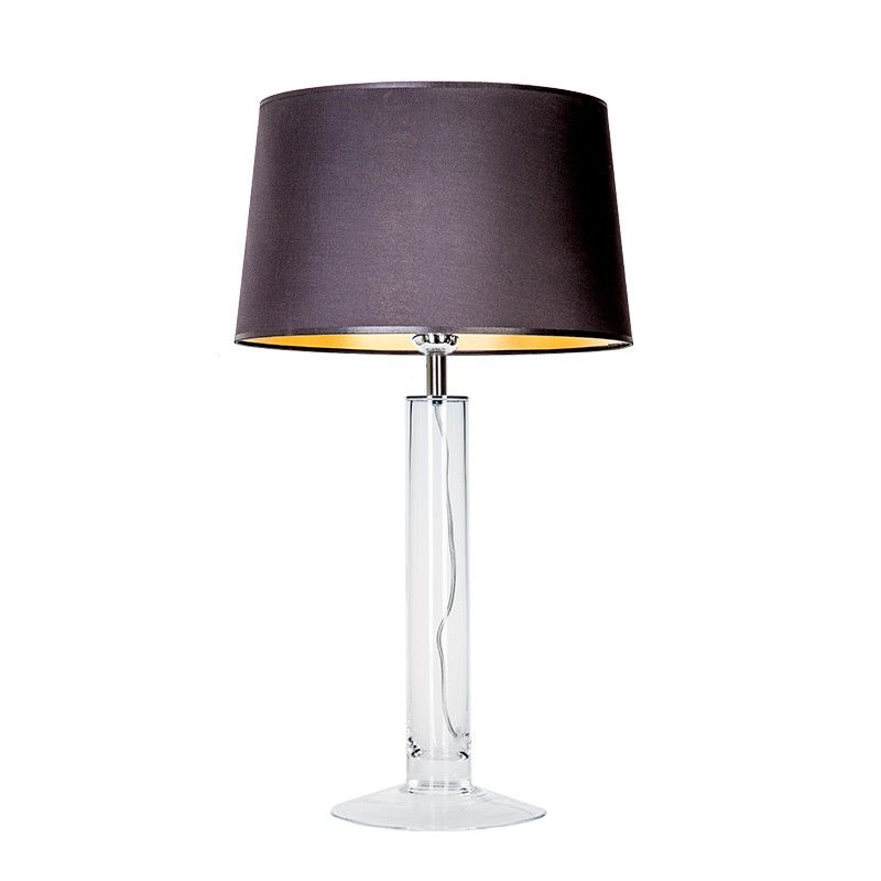 transparentna lampa stołowa ze szkła