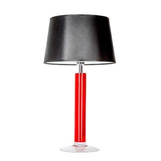 Efektowna lampa stołowa Little Fjord - czerwona podstawa, czarny abażur