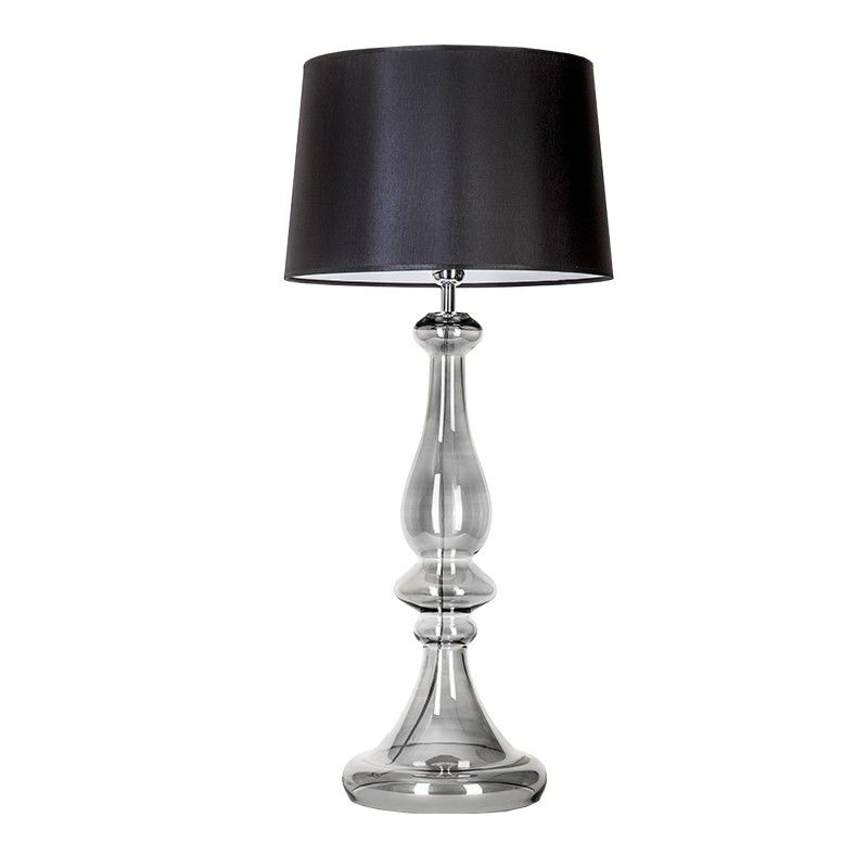 srebrno-czarna lampa stołowa salon