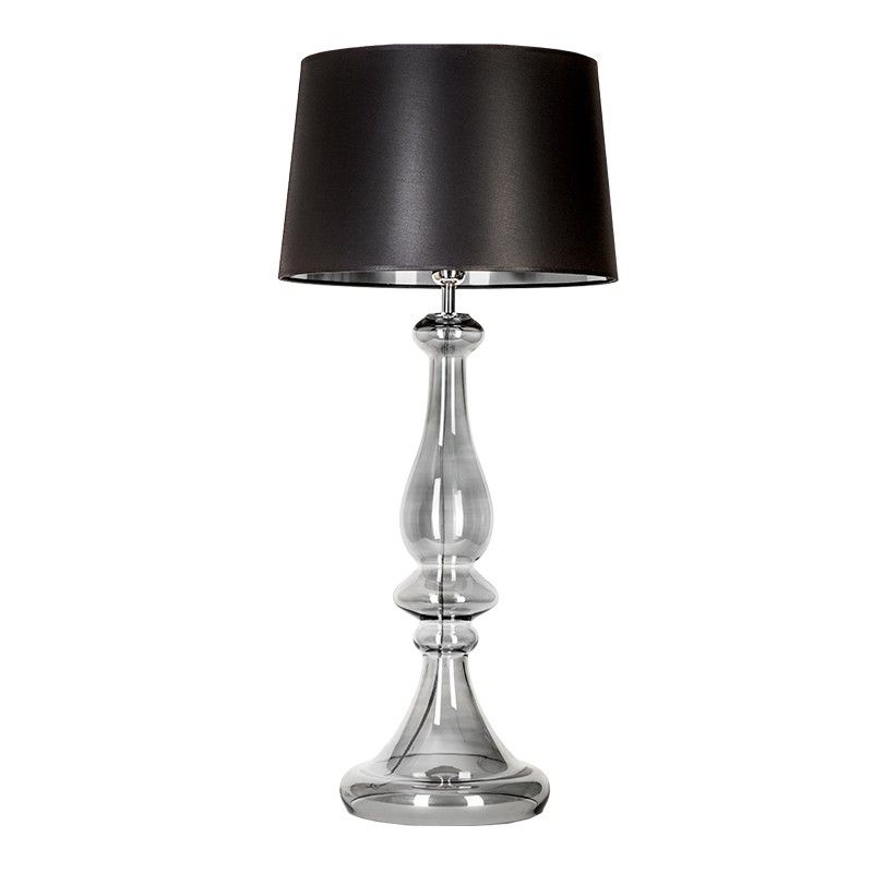 szklana lampa stołowa z abażurem