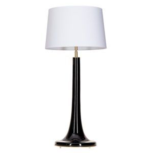 Efektowna lampa stołowa Lozanna - czarna, biały abażur, szklana