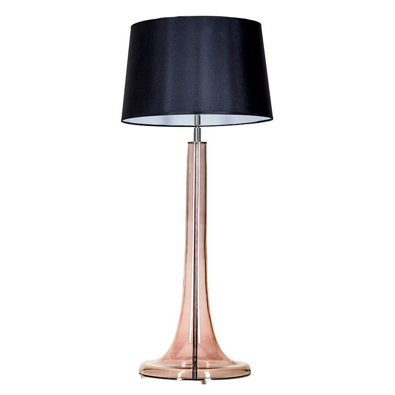Szklana lampa stołowa Lozanna - miedź, czarny abażur