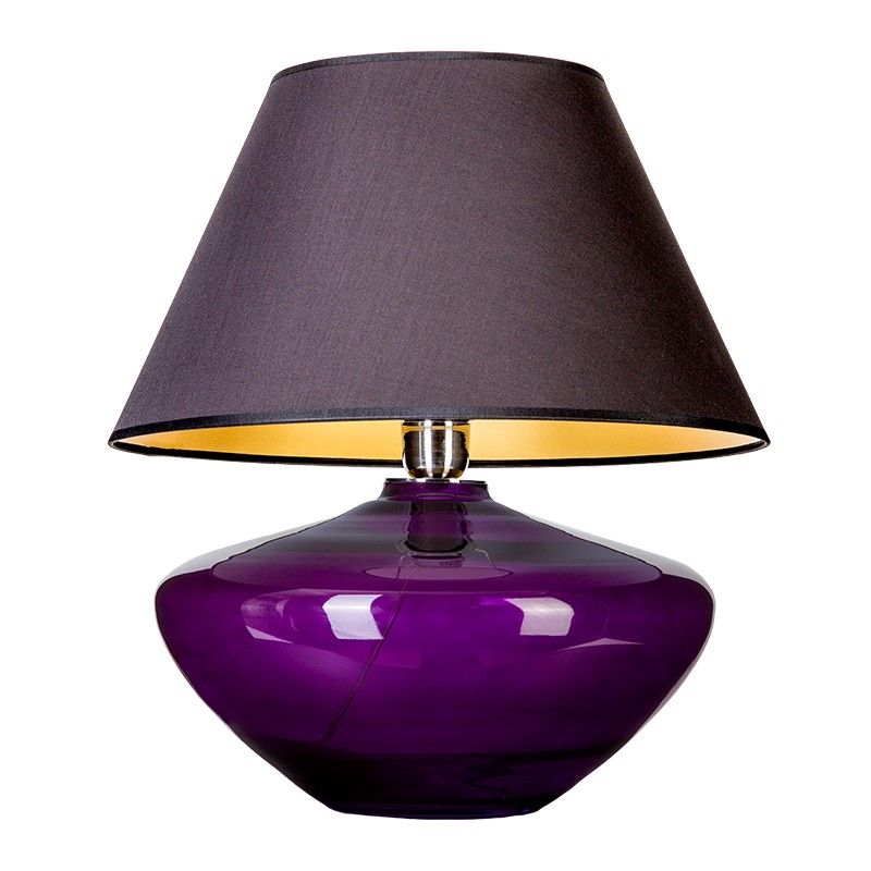 fioletowa lampa z czarnym abażurem