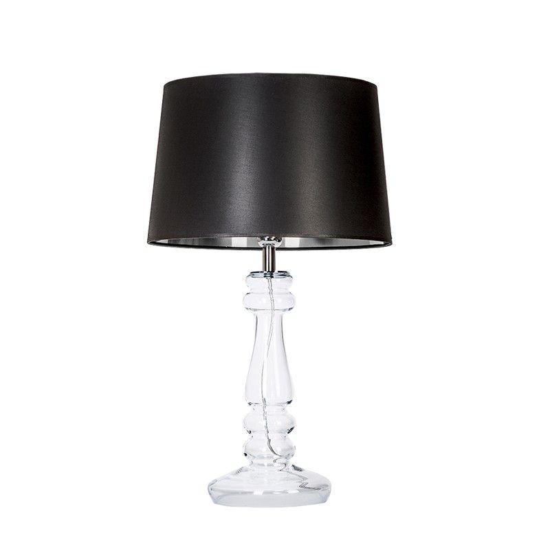 Elegancka lampa stołowa Petit trianon - transparentna z czarnym abażurem