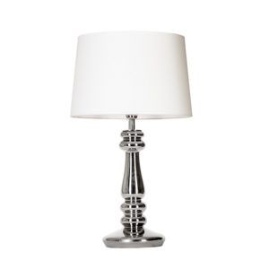 Stylowa lampa stołowa Petit Trianon - srebrna z białym abażurem