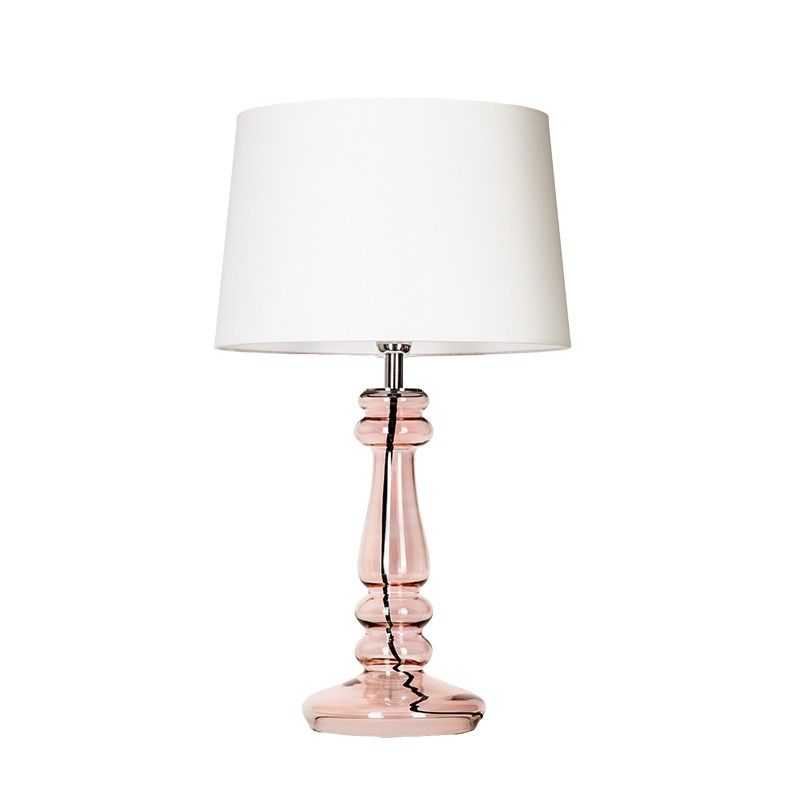 Gustowna lampa stołowa Petit Trianon - szklana podstawa, biały abażur