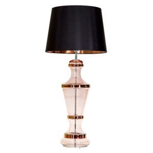 Efektowna lampa stołowa Roma Copper - szklana, czarny abażur