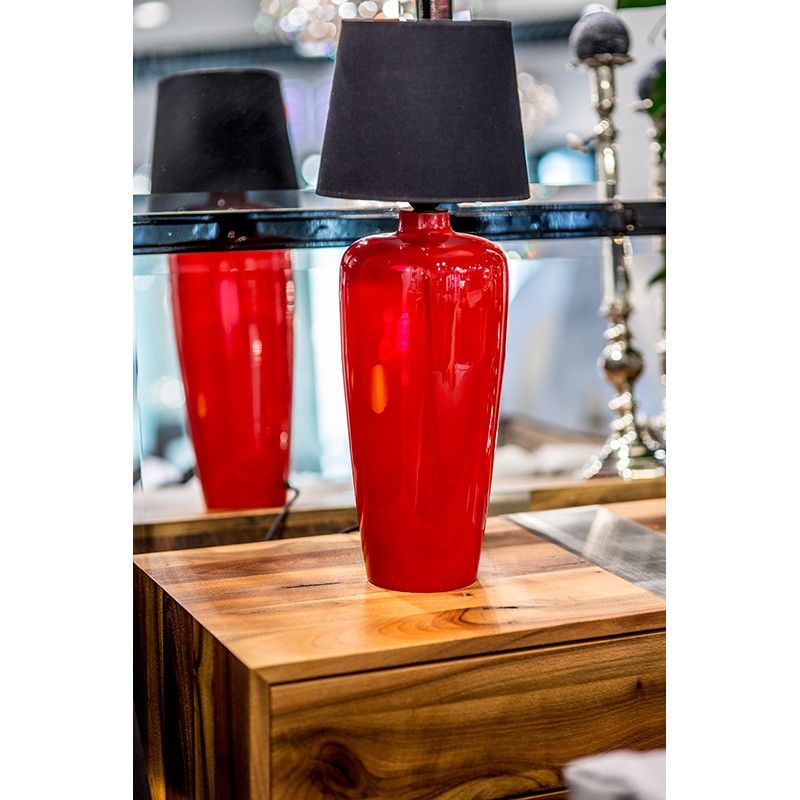 czerwona lampa stołowa nowoczesna