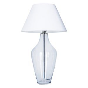 Szklana lampa stołowa Valencia - biały abażur do salonu