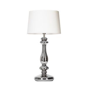 Srebrna lampa stołowa Versailles - biały abażur, szklana