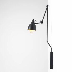 Czarna lampa ścienna Aida Short - regulowane ramię