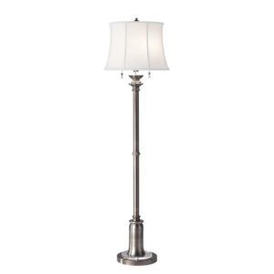 Elegancka lampa podłogowa Stateroom - srebrna, biały abażur