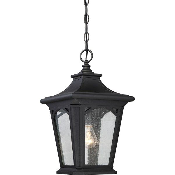Stylowa lampa wisząca Bedford - czarna oprawa, szklana, IP44