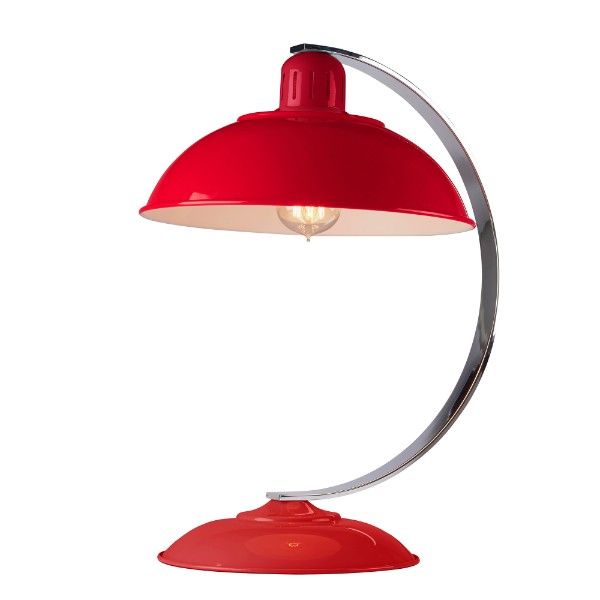 czerwona lampa stołowa retro