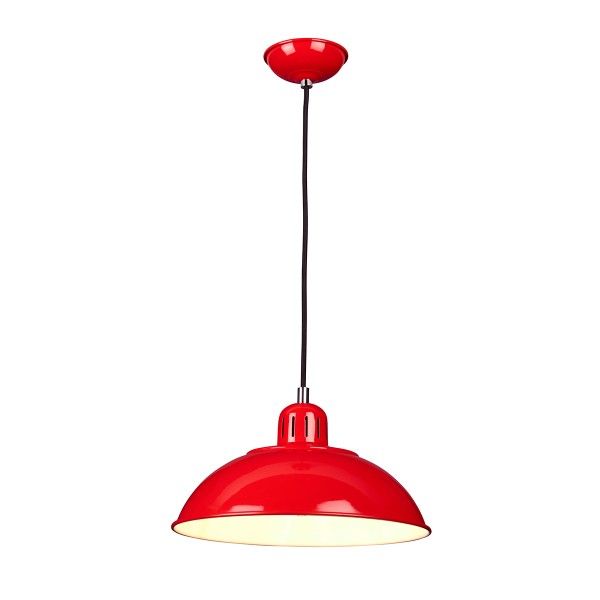 Metalowa lampa wisząca Franklin - duży, czerwony klosz