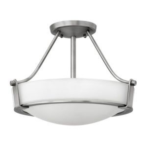 Klasyczna lampa sufitowa Hathaway - szklany klosz, srebrna