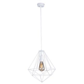 Biała lampa wisząca Marko – druciany klosz, scandi | Ardant.pl Stylowa lampa wisząca Marko – druciany klosz w kształcie