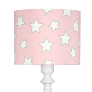 Subtelna lampa podłogowa Pink Star - różowy abażur w białe gwiazdki