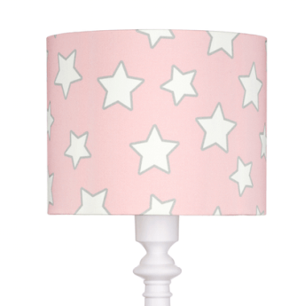 Subtelna lampa podłogowa Pink Star - różowy abażur w białe gwiazdki