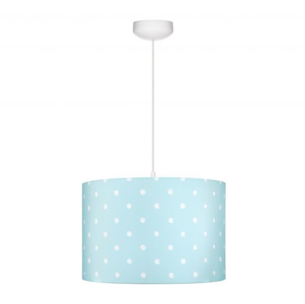 Niebieska lampa wisząca Lovely Dots  - abażur w białe kropki
