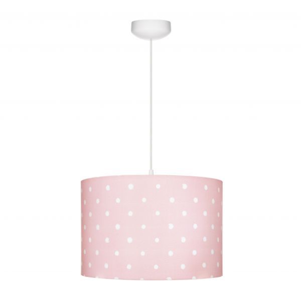 Różowa lampa wisząca Lovely Dots - bawełniany abażur