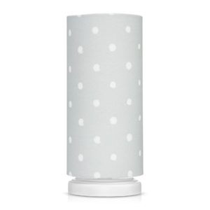 Szara lampka nocna Lovely Dots Grey - abażur w białe kropki