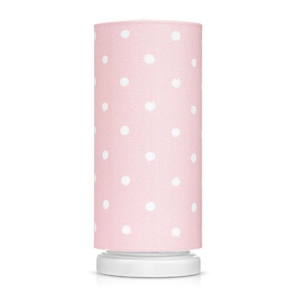Różowa lampka nocna Lovely Dots Pink - abażur w białe kropeczki
