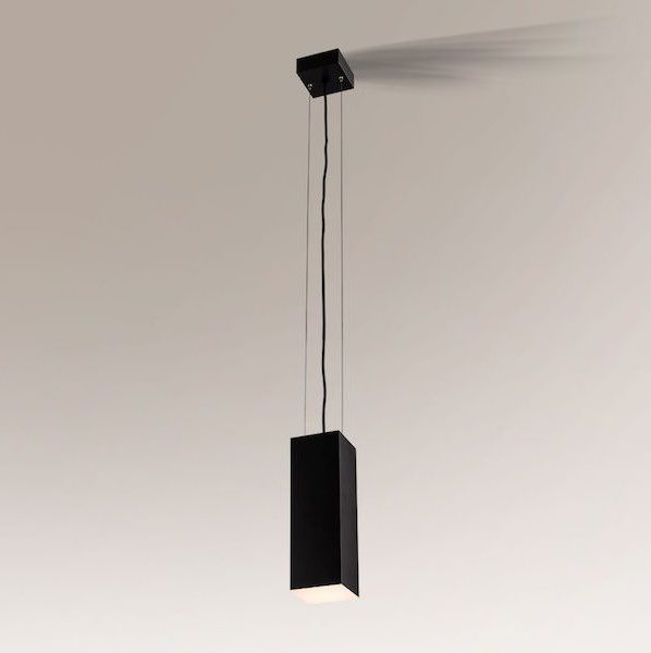 Lampa tuba wisząca z prostokątnym kloszem Suwa - czarna