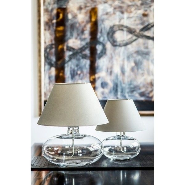 szklana lampa stołowa beżowy abażur