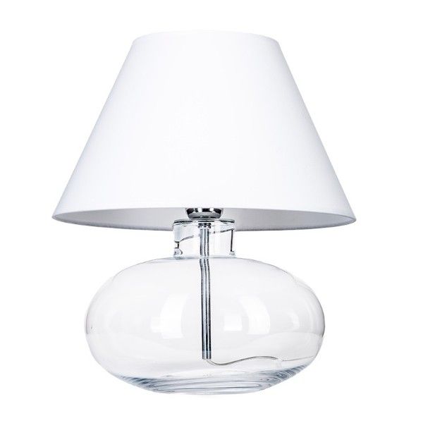 szklana lampa stołowa biały abażur