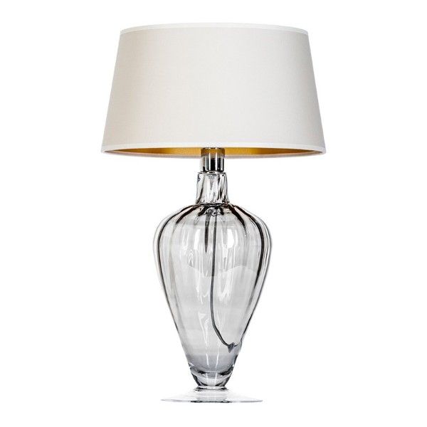 szklana lampa stołowa szaro-beżowa