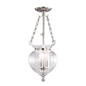 Szklana lampa wisząca Amfora - srebrne detale