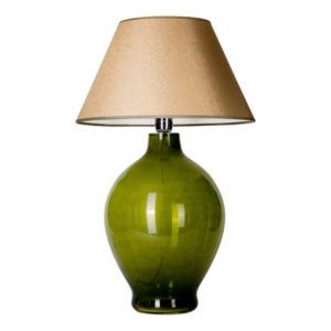 Zielona lampa stołowa Genova - szklana, złoty abażur