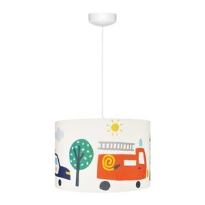 Lampa wisząca City Transport - bawełniany abażur, pokój dziecięcy