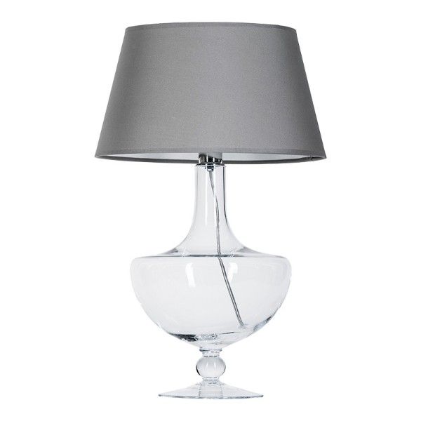 Elegancka lampa stołowa Oxford - transparentna, szary abażur